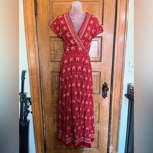 Elegant Red Floral Maxi Dress